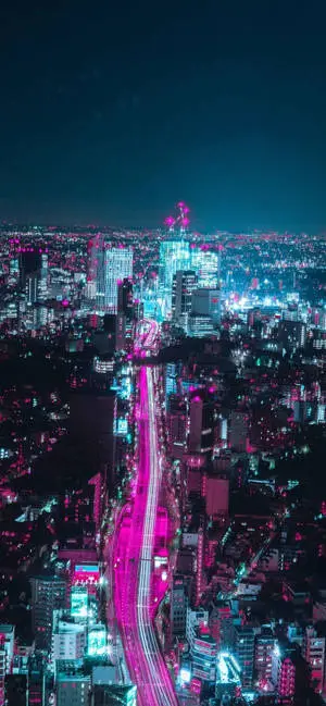 8K iPhone City Lights In Purple