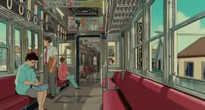 90 Anime Aesthetic Inside Train