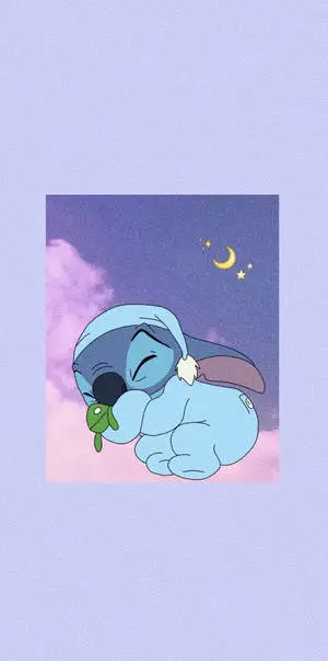 Aesthetic Cartoon Disney Stitch On A Cloud