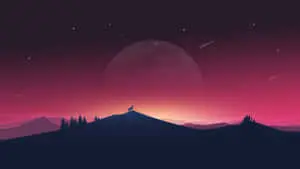 Aesthetic Computer 4k Red Sky Big Moon