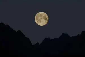 Aesthetic silhouette of a full moon on a crisp night sky