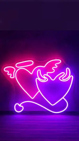 Aesthetic Purple Baddie Neon Hearts