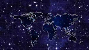 Aesthetic World Map Covered In Stars Laptop