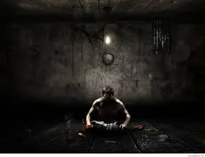 Alone Boy Sitting Inside The Jail