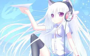 Anime Waifu Cat Girl Headphones Paper Airplane