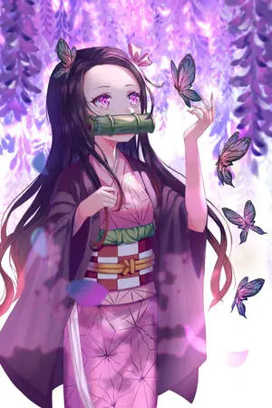 Anime Waifu Nezuko Kamado Purple Aesthetic