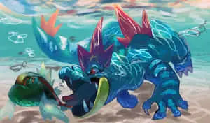Basculin Darting Away From Feraligatr - Pokemon Action Scene