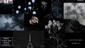 High-Quality Aesthetic Black Collage Laptop Wallpaper