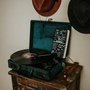 Black And Blue Retro Phonograph Aesthetic 