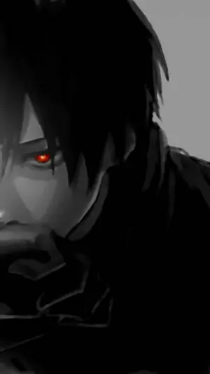 Black And White Anime Boy Red Eyes