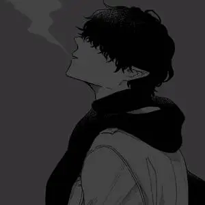 Black And White Anime Boy With Smoke