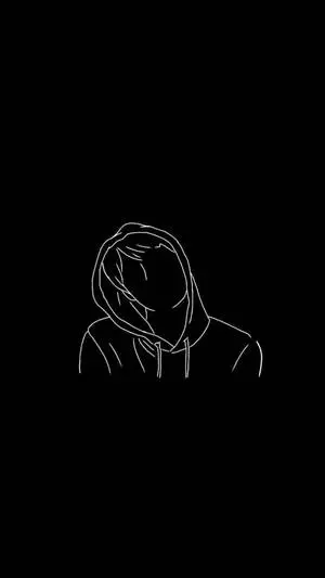 Black Trippy Girl Line Art
