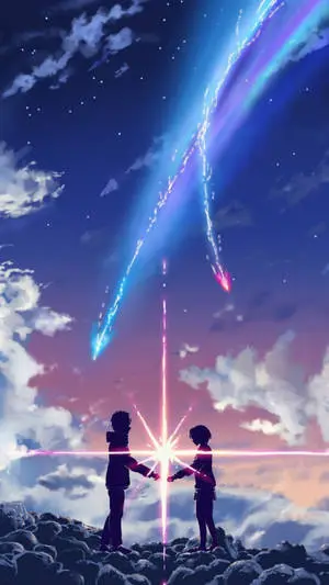 Blue Anime Falling Stars Aesthetic 