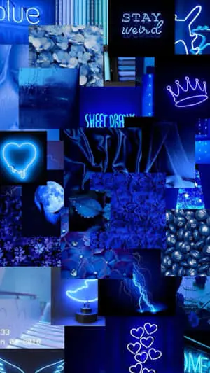 Neon Blue Baddie Crown Collage