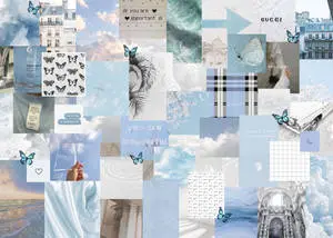 Blue White Aesthetic Collage Laptop