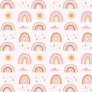 Boho Rainbow Pink Sun Clouds