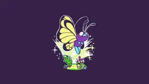 Majestic Butterfree Unleashing Its Powers in Dark Violet Art 