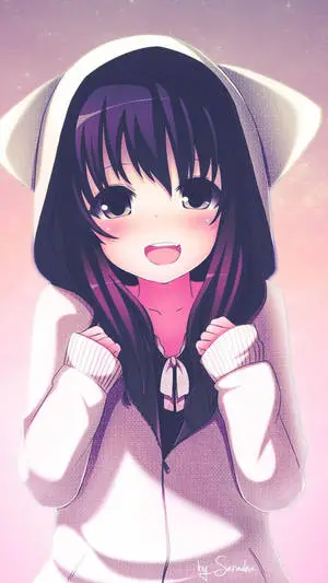 Cat Hoodie Cute Anime Girl iPhone