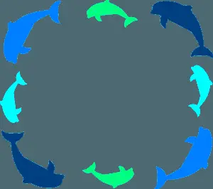 Colorful Dolphin Silhouettes Circle