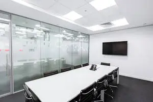 Professional Conference Table in Modern Office Zoom Background