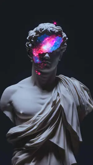 Cosmic face classical statue galaxy eyes