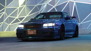 Customized Blue Nissan Skyline Gtr R34