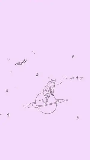 Cute Cat And Planet Aesthetic Phone