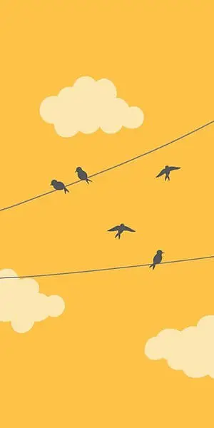 Cute Pastel Yellow Aesthetic With Birds Flying