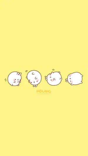 Cute Pastel Yellow Rolling Rabbits