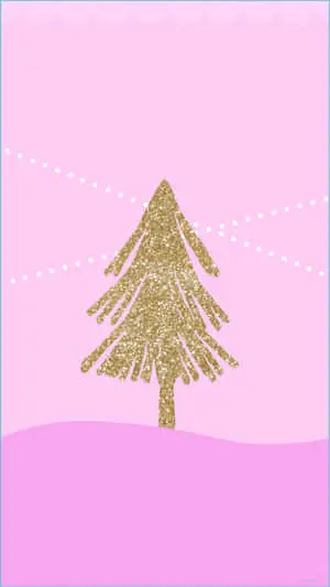 Cute Pink Christmas With Gold Glitters
