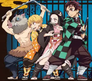 a group of anime characters with swords