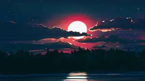 Desktop Aesthetic Red Moon
