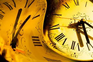Distorted Old Yellow Clocks