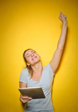 Excited Woman Yellow Aesthetic