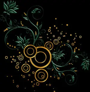 Golden Floral Designon Black Background