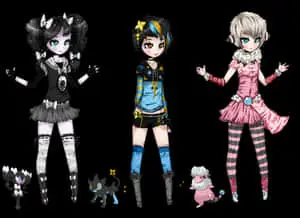 Gothorita, Flaaffy, And Luxray Gijinka