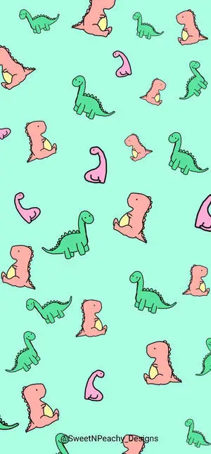 Green, Pink, And Red Dino Kawaii iPhone 
