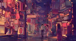 Japanese Aesthetic Couple Art Desktop