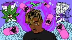 Juice WRLD Art Purple Aesthetic Drugs