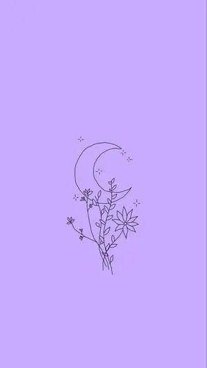 Kawaii Purple Flowers And Moon