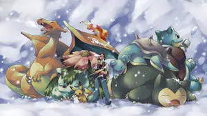 Lapras With Ash And Other Pokémon