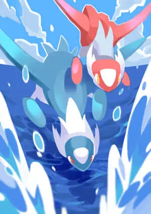 Latias And Latios Diving In Water