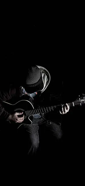 Man Playing Guitar iPhone Dark