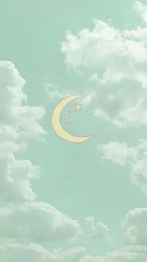 Mint Green Aesthetic Crescent Moon
