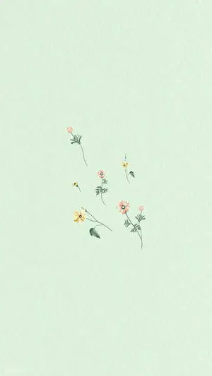Mint Green Aesthetic Small Flowers