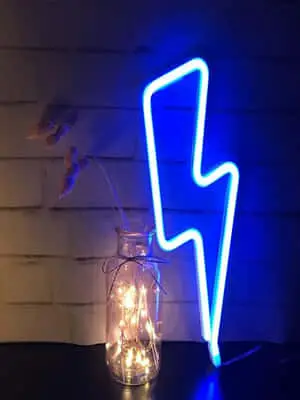 Blue Neon Lightning And Flower Bottle