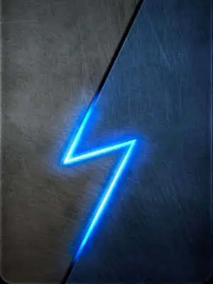 Blue Neon Lightning Bolt In Metal