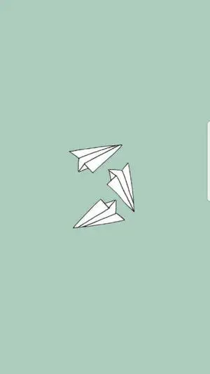 Paper Airplanes Green And White Aesthetic