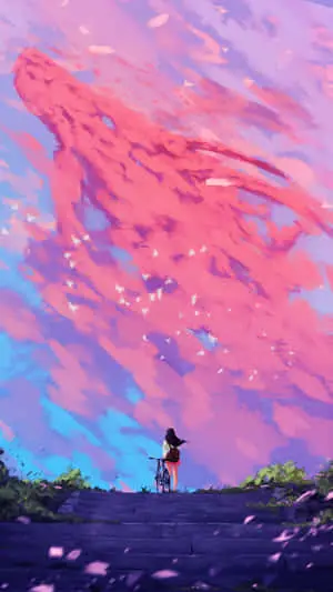 Pink Aesthetic Anime Phone Dragon Clouds