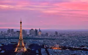Pink Eiffel Tower Skyline